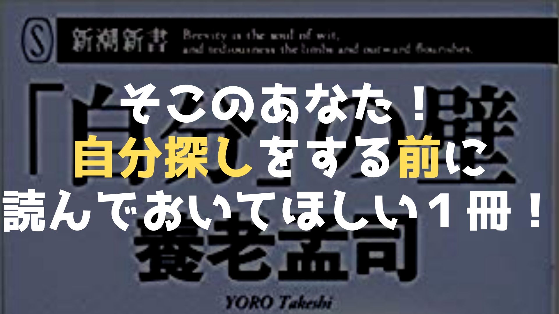 書評 自分の壁 自分探しをする前に読んでおいてほしい１冊 養老 孟司 名著入門 Com